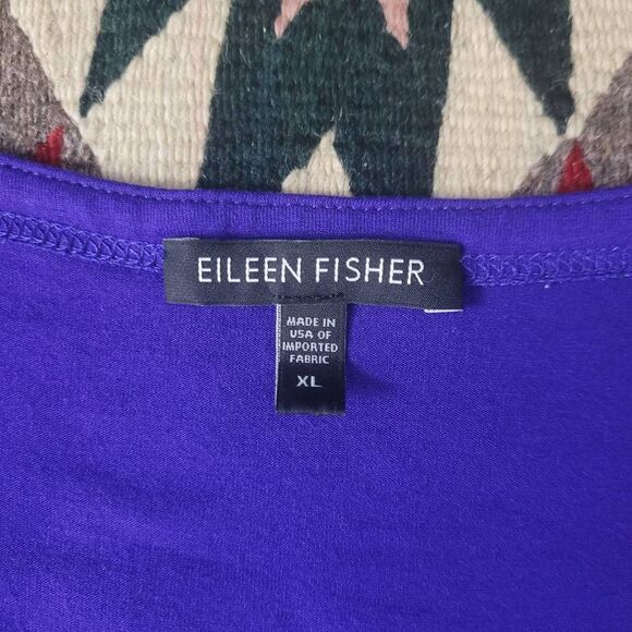 Eileen‎ Fisher Scoop Neck Long Sleeve Flowy Stretchy Dress Sz XL Blue Violet - Picture 3 of 5